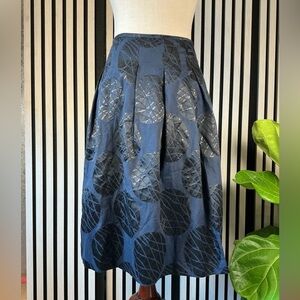 Vince Navy A-Line Skirt with Black Pattern